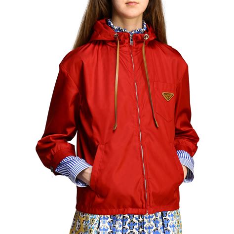 prada jacket red logo|Prada nylon jacket women's.